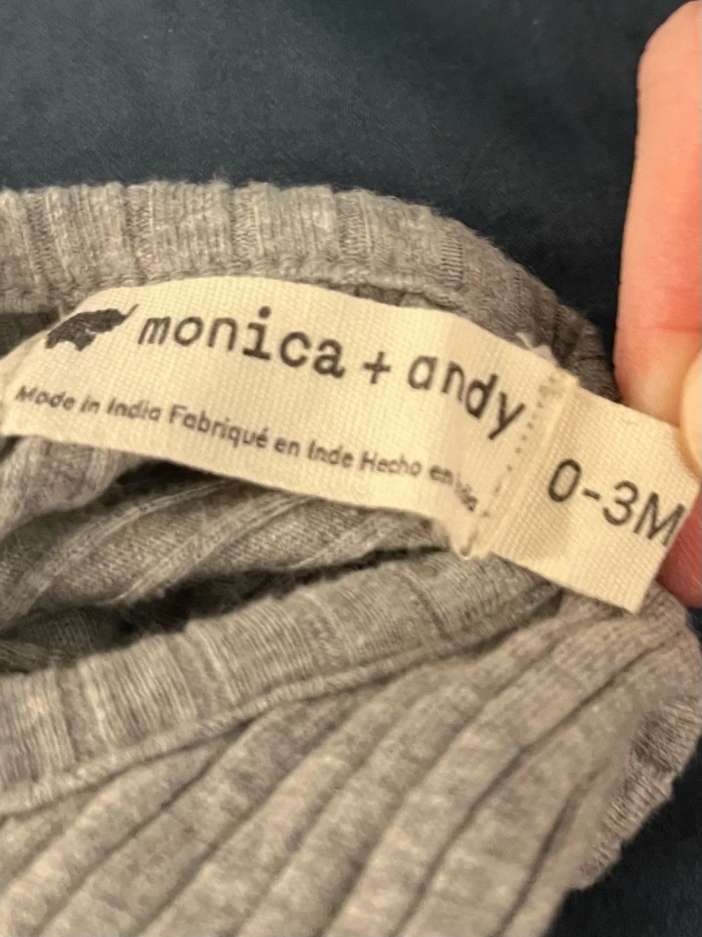 monica + andy Baby Ribbed Tiny Pizza Footed One-Piece Pajama in Gray 0-3 Months